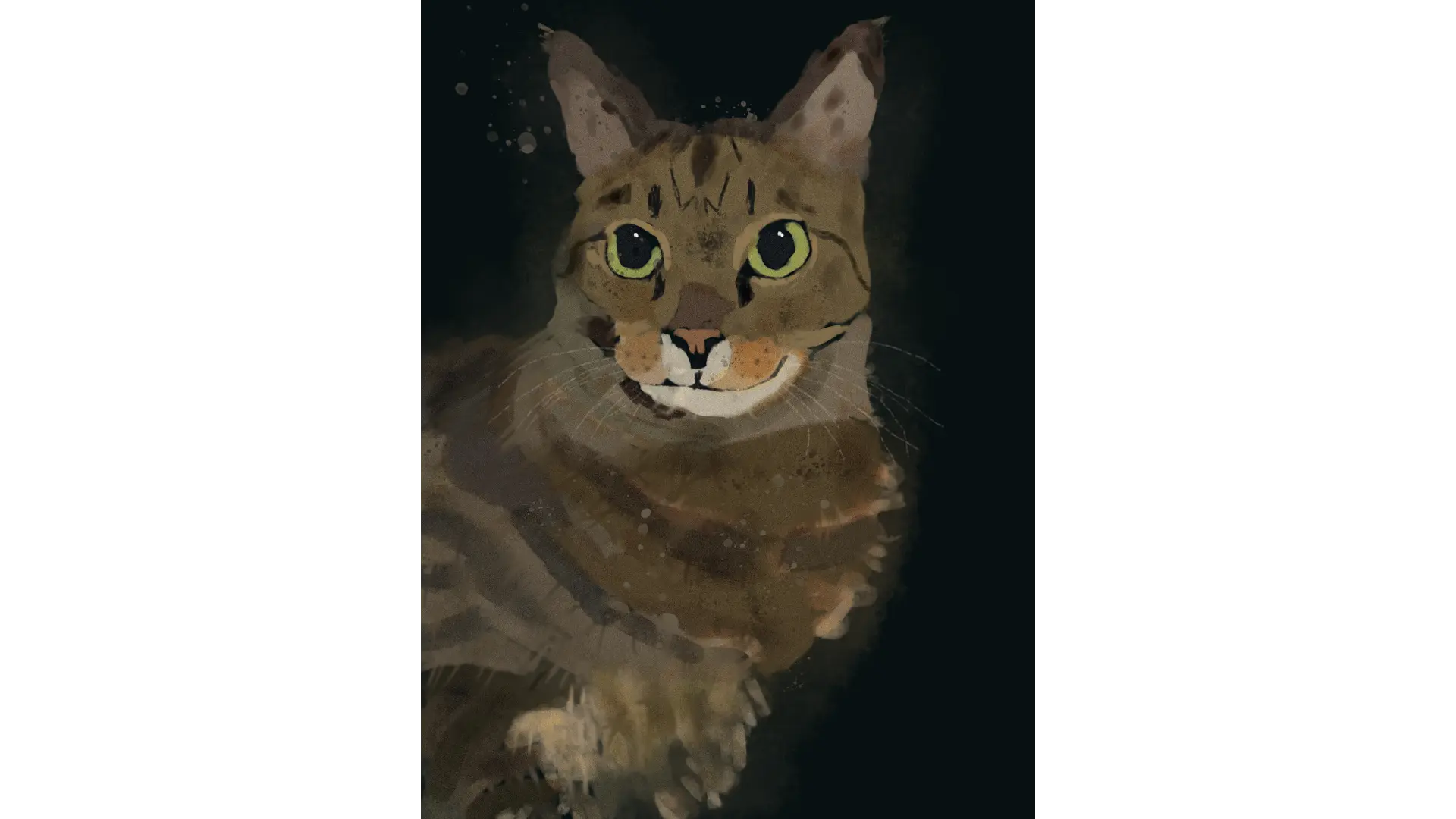 A digital painting of a tabby cat.